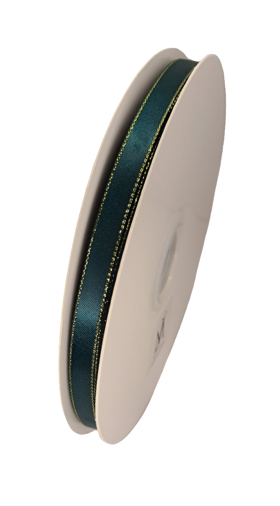 10mm Teal Green/Blue Satin Ribbon with Gold trim 90m - LM Collection