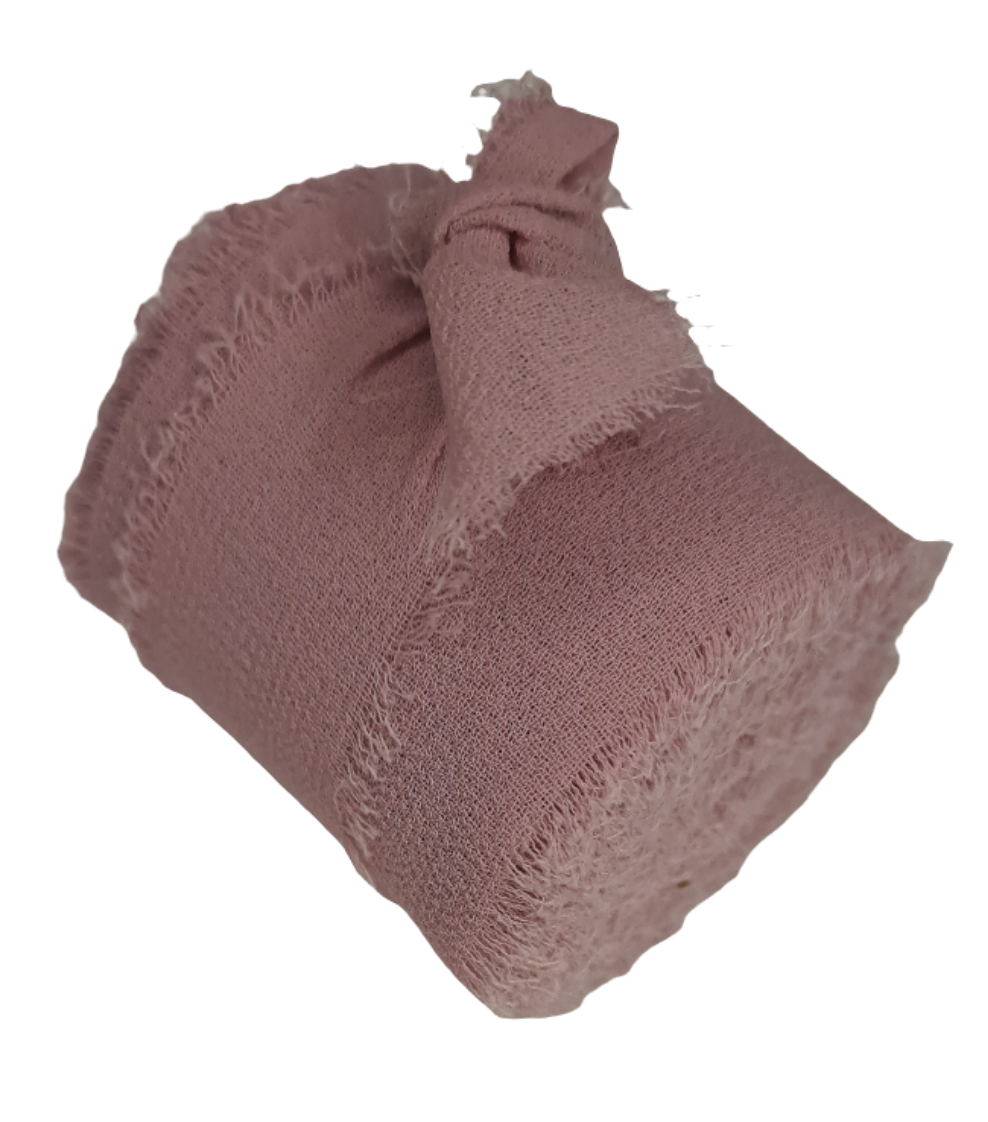38mm Rose Pink Chiffon Ribbon Frayed Edge 4,5m - LM Collection
