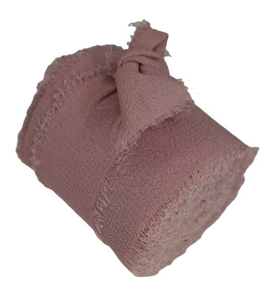 38mm Rose Pink Chiffon Ribbon Frayed Edge 4,5m - LM Collection
