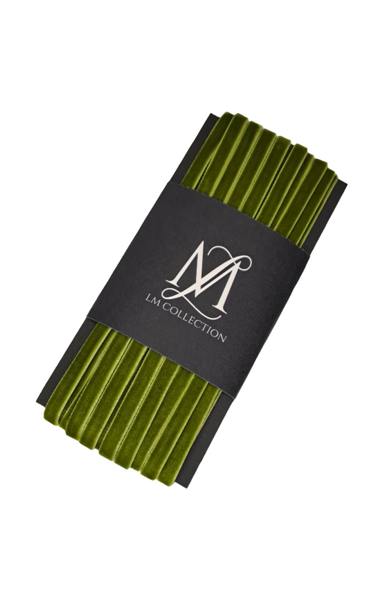 6mm Moss Green Velvet Ribbon 10m - LM Collection