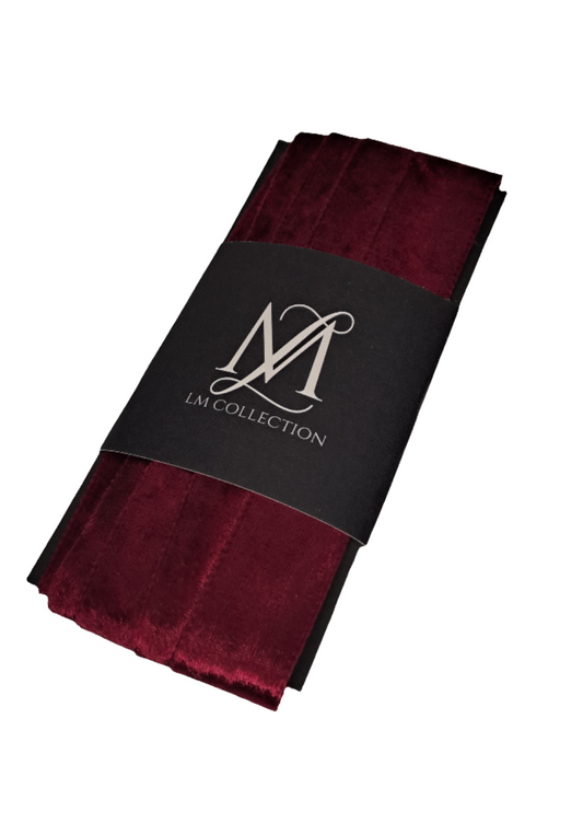 25mm Burgundy Red Velvet Ribbon 5m - LM Collection